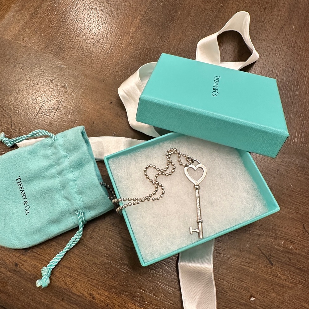 Tiffany & Co large key pendant and chain